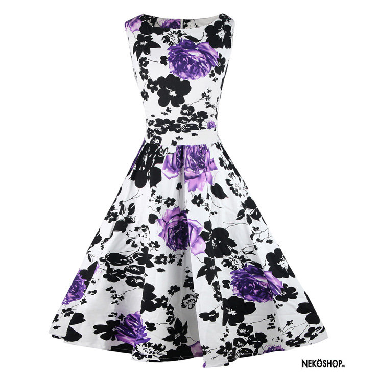 Платье Pin Up Purple Flower (без подъюбника)
