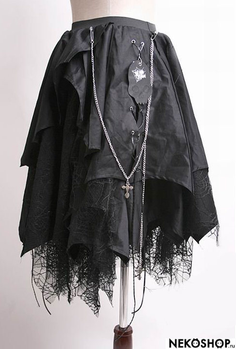 Готическая юбка с рваными краями Dark cross 