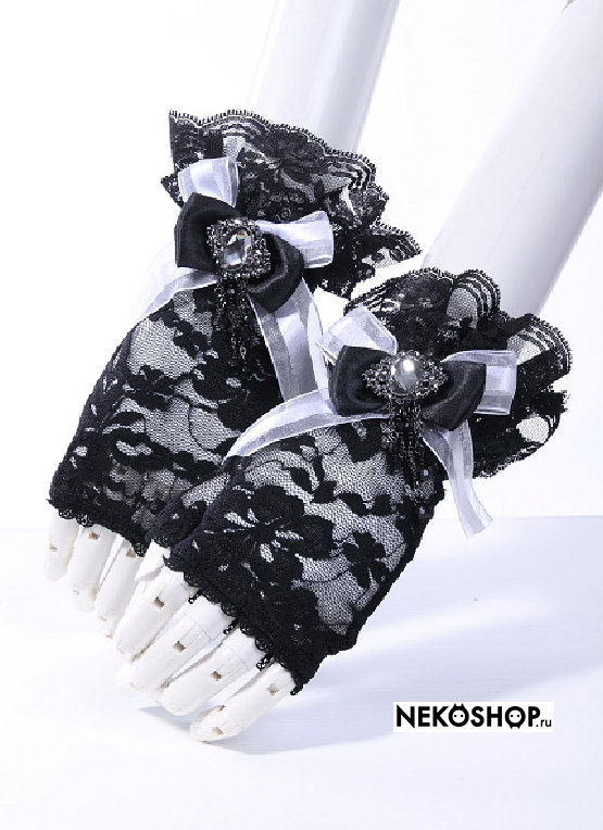 Перчатки  Lolita black-white  