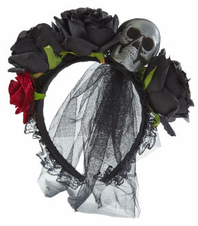 Ободок Gothic Dark Rose Skull