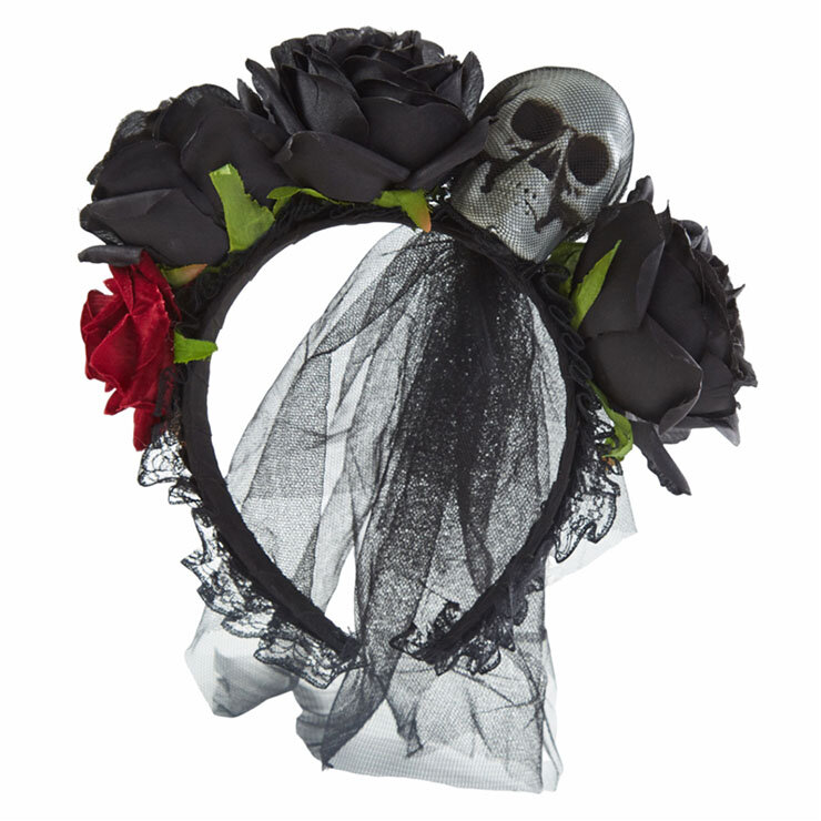 Ободок Gothic Dark Rose Skull