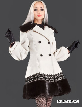 Кашемировое пальто с кружевом и мехом Winter Queen