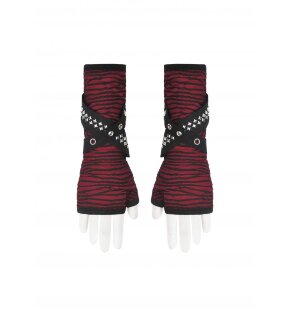 Punk black red Gloves