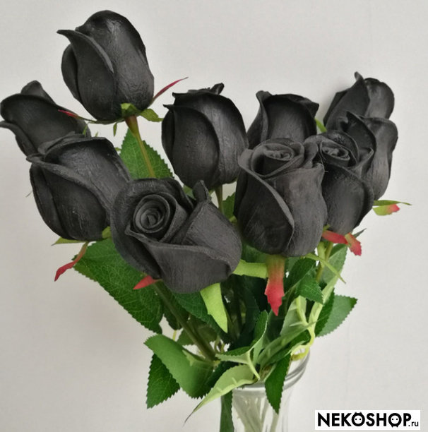 Черная искусственная роза 1 шт. 