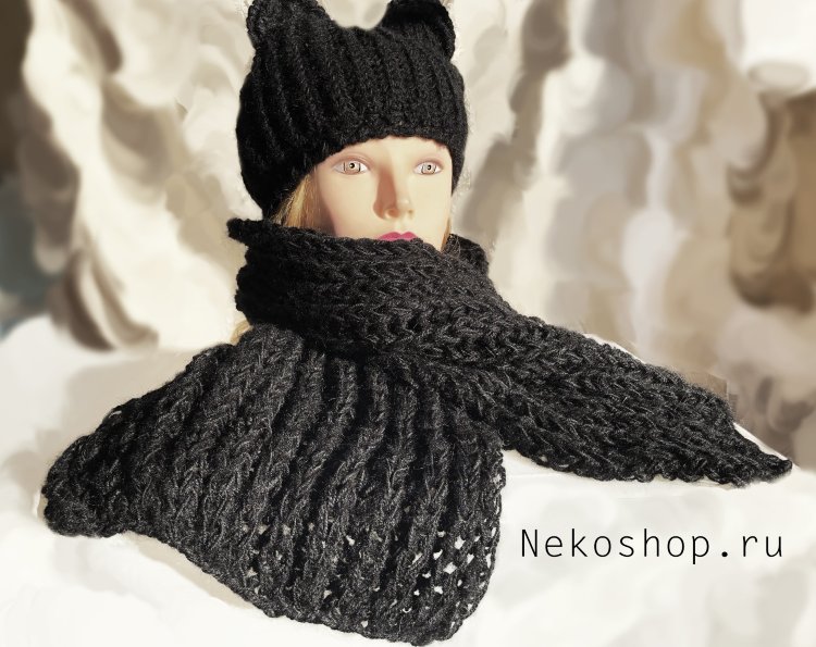 Комплект: шапка Neko + шарф